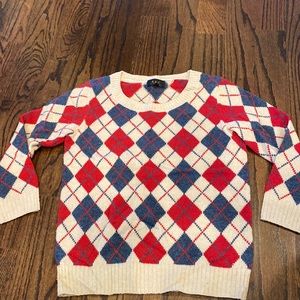 APC argyle blue and red sweater